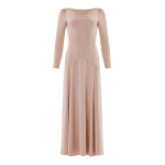 Needle & Thread Evangeline Satin Cowl Neck Long Sleeve Gown in Biscui - Dresses - British Luxury Evening Wear at Luxury Shoes 