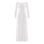 Needle & Thread Evangeline Satin Cowl Neck Long Sleeve Gown in Chalk - Dresses - British Luxury Evening Wear at Luxury Shoes 
