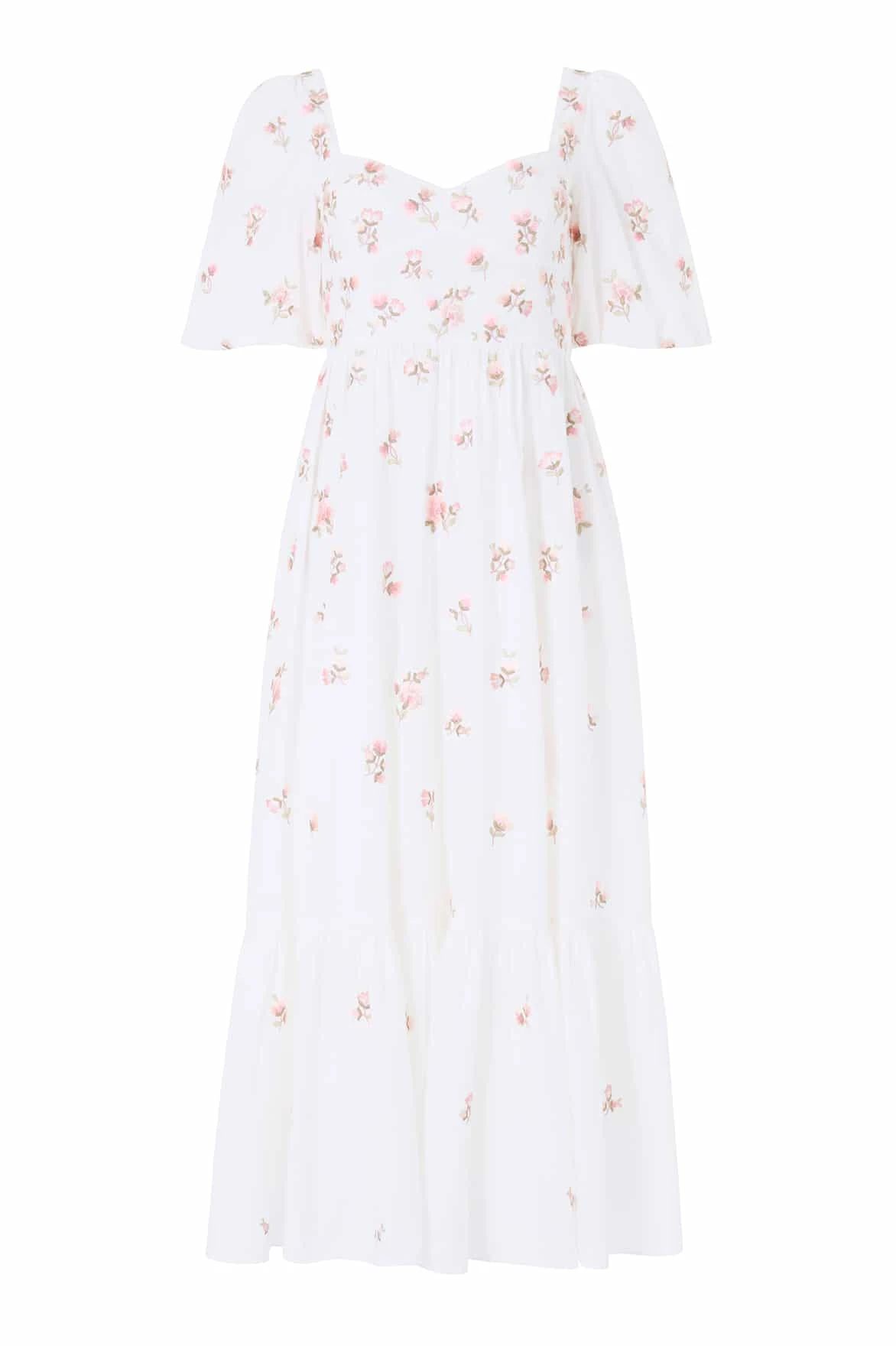 Needle & Thread Flora Ditsy Cotton Ankle Gown in Chalk - Dresses - British Luxury Evening Wear at Luxury Shoes Needle & Thread Flora Ditsy Cotton Ankle Gown in Chalk - Dresses - British Luxury Evening Wear at Luxury Shoes