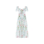 Needle & Thread Floral Ribbon Cotton Ballerina Dress in Optic White/Blue - Dresses - British Luxury Evening Wear at Luxury Shoes 