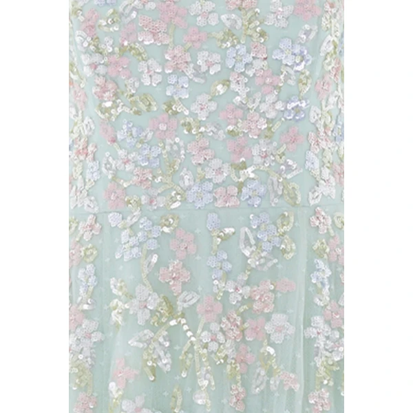 Needle & Thread Forget-Me-Not Strapless Gown in Sea Mist/Multi - Dresses - British Luxury Evening Wear at Luxury Shoes 