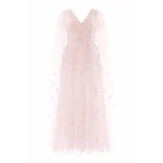 Needle & Thread Freesia Shimmer Cape Sleeve Ankle Gown in Opal - Dresses - British Luxury Evening Wear at Luxury Shoes 