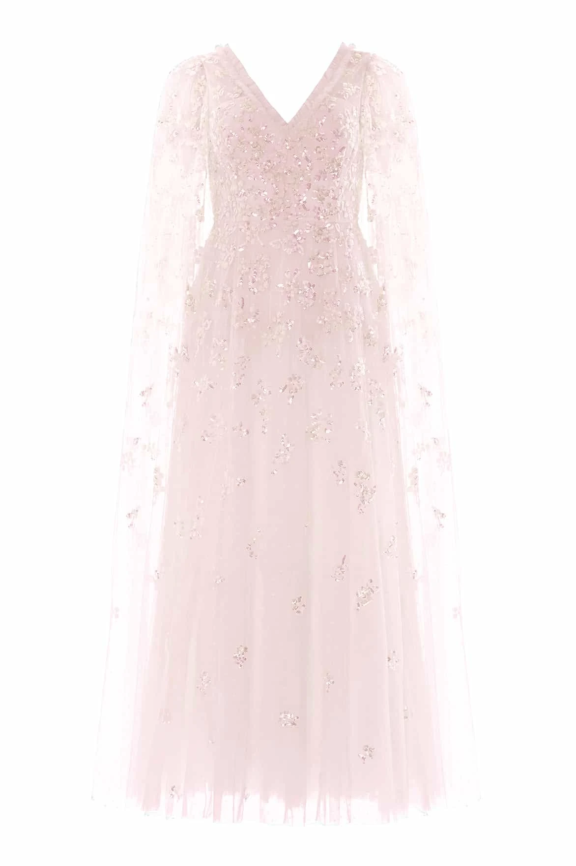 Needle & Thread Freesia Shimmer Cape Sleeve Ankle Gown in Opal - Dresses - British Luxury Evening Wear at Luxury Shoes Needle & Thread Freesia Shimmer Cape Sleeve Ankle Gown in Opal - Dresses - British Luxury Evening Wear at Luxury Shoes