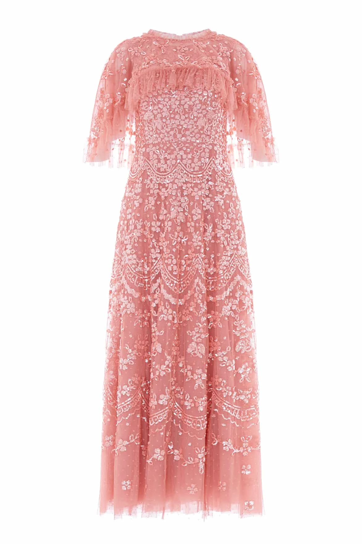 Needle & Thread Freya Cape Ankle Gown in Misty Rose - Dresses - British Luxury Evening Wear at Luxury Shoes Needle & Thread Freya Cape Ankle Gown in Misty Rose - Dresses - British Luxury Evening Wear at Luxury Shoes