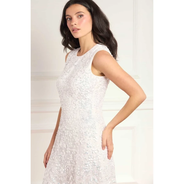Needle & Thread Freya Cape Ankle Gown in Swan White - Dresses - British Luxury Evening Wear at Luxury Shoes 