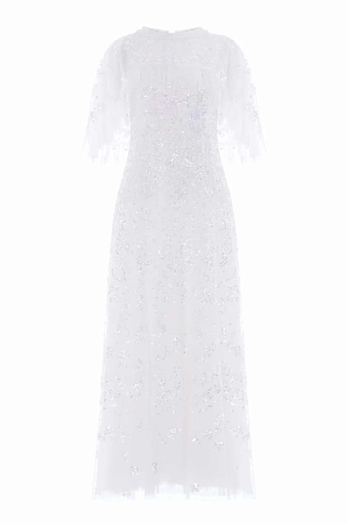Needle & Thread Freya Cape Ankle Gown in Swan White - Dresses - British Luxury Evening Wear at Luxury Shoes Needle & Thread Freya Cape Ankle Gown in Swan White - Dresses - British Luxury Evening Wear at Luxury Shoes