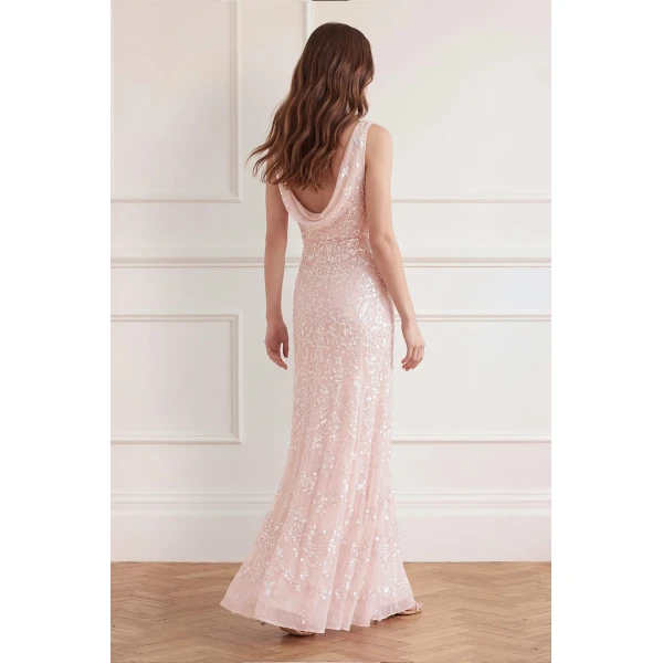 Needle & Thread Freya Georgette Gown in Shell - Dresses - British Luxury Evening Wear at Luxury Shoes 