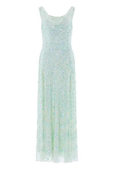 Needle & Thread Freya Georgette Gown in Soft Mint - Dresses - British Luxury Evening Wear at Luxury Shoes 