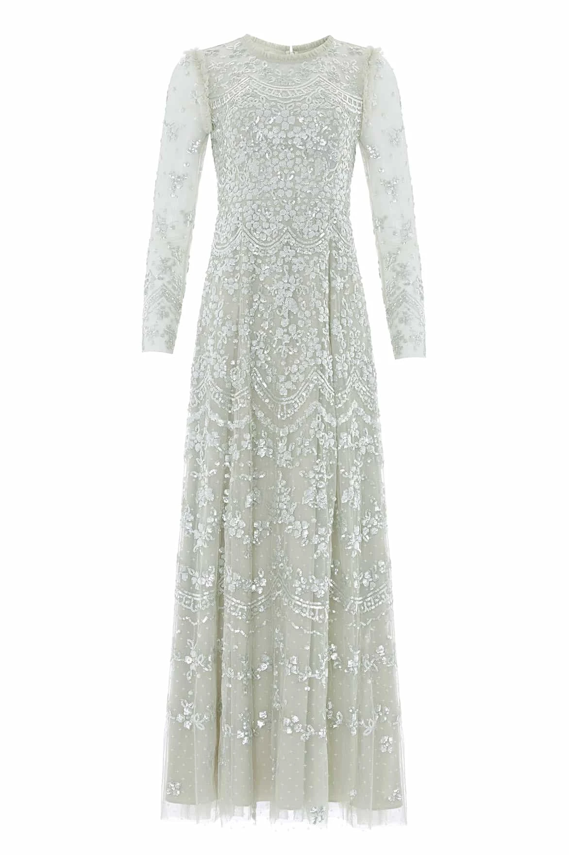 Needle & Thread Freya Long Sleeve Gown in Seafoam - Dresses - British Luxury Evening Wear at Luxury Shoes Needle & Thread Freya Long Sleeve Gown in Seafoam - Dresses - British Luxury Evening Wear at Luxury Shoes