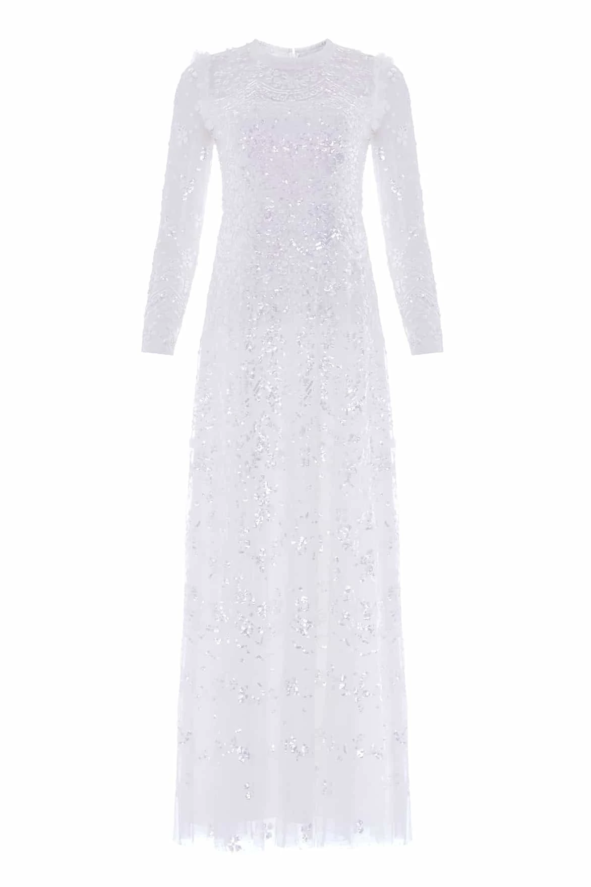 Needle & Thread Freya Long Sleeve Gown in Swan White - Dresses - British Luxury Evening Wear at Luxury Shoes Needle & Thread Freya Long Sleeve Gown in Swan White - Dresses - British Luxury Evening Wear at Luxury Shoes