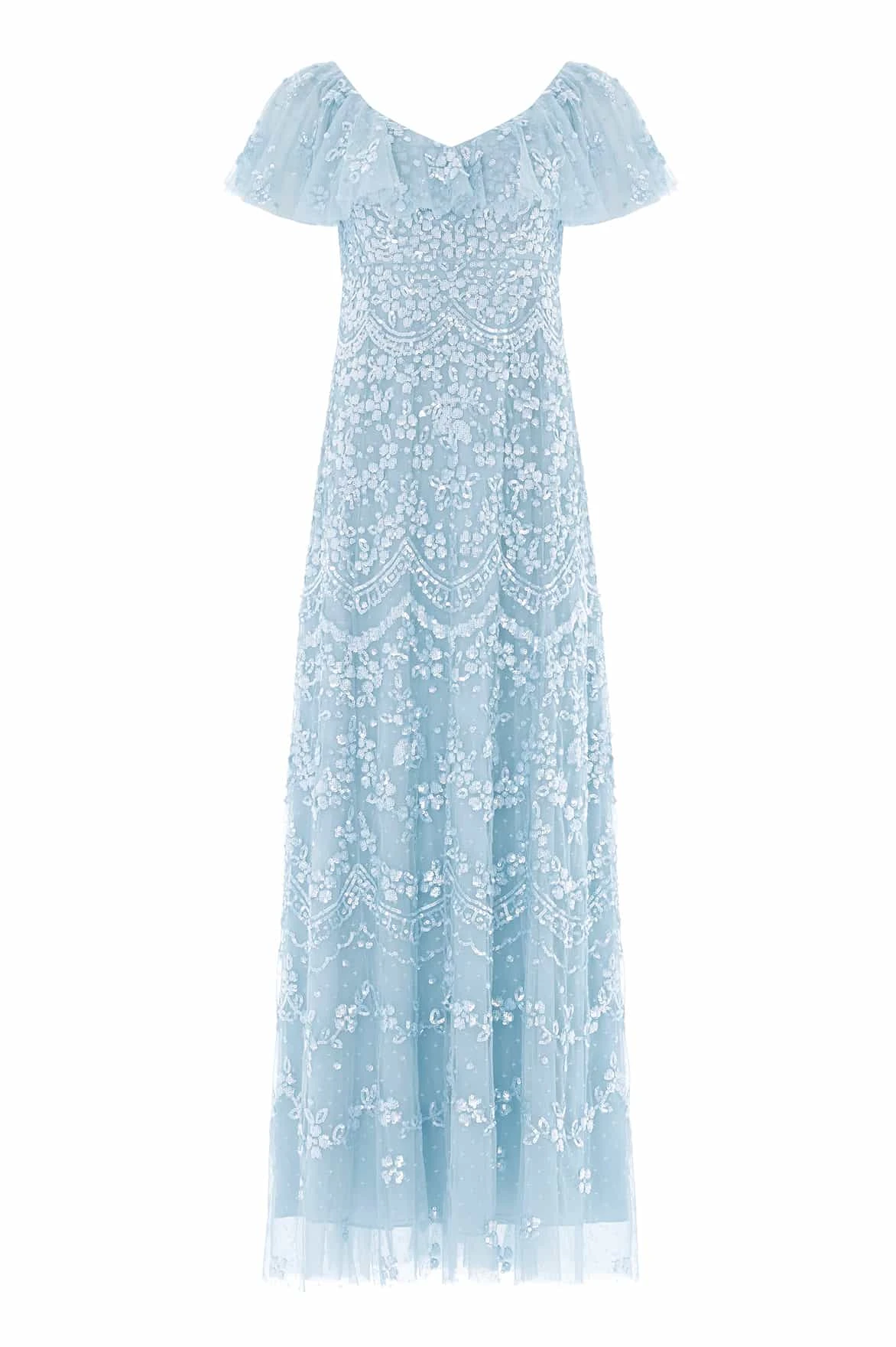 Needle & Thread Freya V-Neck Gown in Aqua - Dresses - British Luxury Evening Wear at Luxury Shoes Needle & Thread Freya V-Neck Gown in Aqua - Dresses - British Luxury Evening Wear at Luxury Shoes