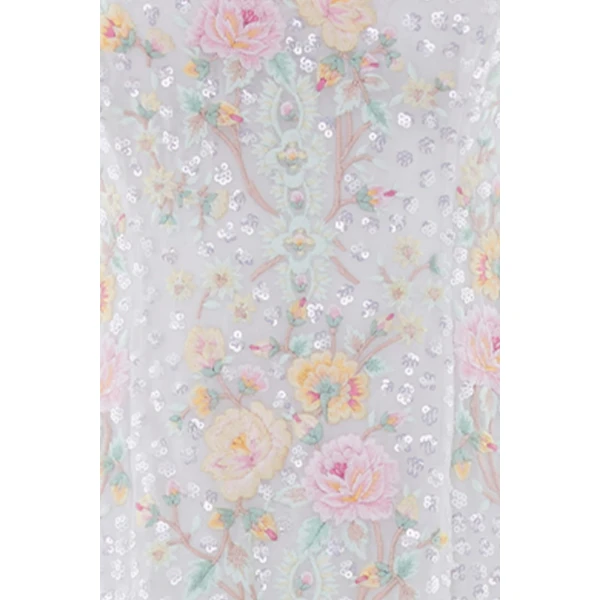 Needle & Thread Garden Rose Dot Cami Ankle Gown in Swan White/Pastel - Dresses - British Luxury Evening Wear at Luxury Shoes 
