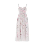 Needle & Thread Garden Rose Linen Blend Sleeveless Ankle Gown in Swan White/Bright - Dresses - British Luxury Evening Wear at Luxury Shoes 
