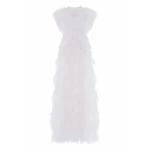Needle & Thread Genevieve Ruffle Gown in Swan White - Dresses - British Luxury Evening Wear at Luxury Shoes 