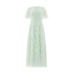 Needle & Thread Gianna Ruffle Short Sleeve Ankle Gown in Sea Mist - Dresses - British Luxury Evening Wear at Luxury Shoes 
