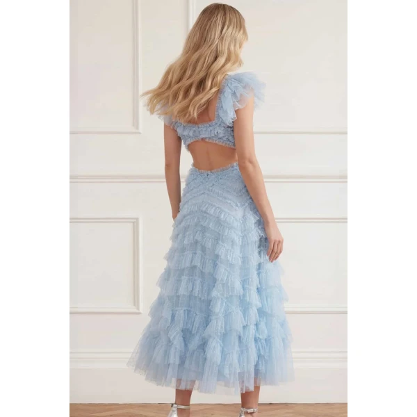 Needle & Thread Lola Backless Ballerina Dress in Aqua - Dresses - British Luxury Evening Wear at Luxury Shoes 