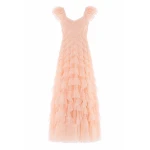 Needle & Thread Lola Backless Gown in Apricot Blush - Dresses - British Luxury Evening Wear at Luxury Shoes 
