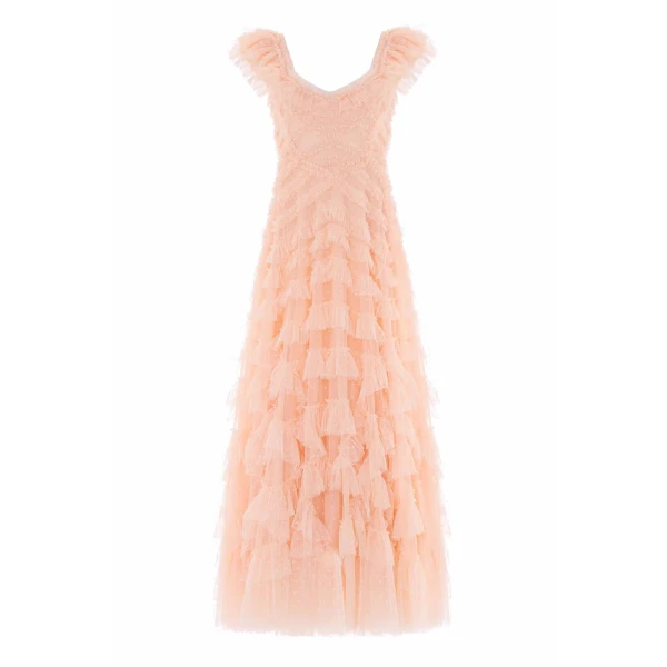Needle & Thread Lola Backless Gown in Apricot Blush - Dresses - British Luxury Evening Wear at Luxury Shoes 