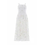 Needle & Thread Magnolia Ditsy Sophia Bib Ankle Gown in White/Aqua - Dresses - British Luxury Evening Wear at Luxury Shoes 