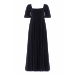 Needle & Thread Marisol Cotton Broderie Short Sleeve Ankle Gown in Jet Black - Dresses - British Luxury Evening Wear at Luxury Shoes 