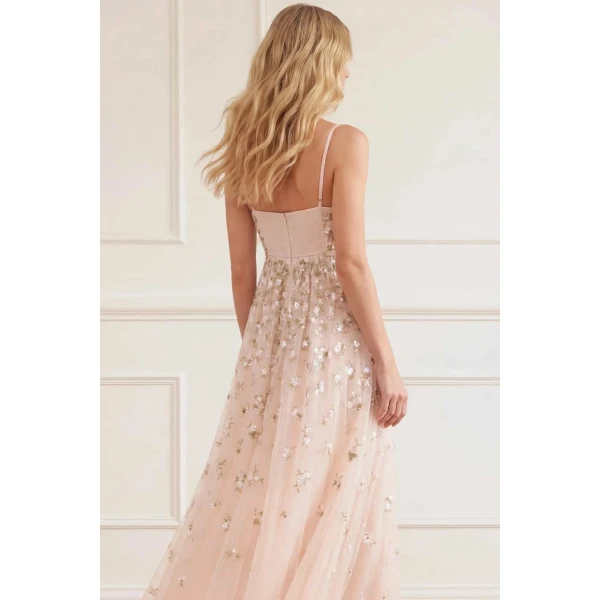 Needle & Thread Meadow Ditsy Cami Ankle Gown in Opal/Peach - Dresses - British Luxury Evening Wear at Luxury Shoes 