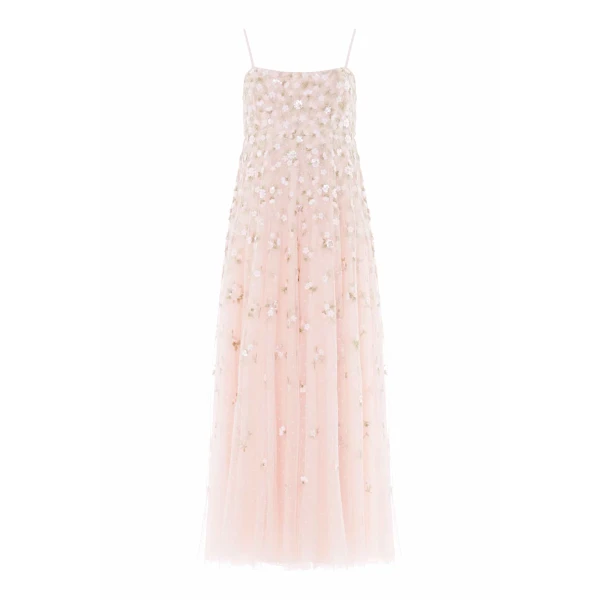 Needle & Thread Meadow Ditsy Cami Ankle Gown in Opal/Peach - Dresses - British Luxury Evening Wear at Luxury Shoes 