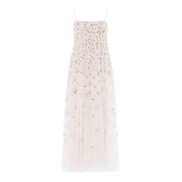 Needle & Thread Meadow Ditsy Cami Gown in Swan White/Peach - Dresses - British Luxury Evening Wear at Luxury Shoes 
