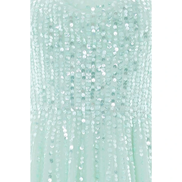 Needle & Thread Moonlight Sequin Cowl Neck Ankle Gown in Soft Mint - Dresses - British Luxury Evening Wear at Luxury Shoes 