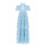 Needle & Thread Primrose Gown in Aqua - Dresses - British Luxury Evening Wear at Luxury Shoes 