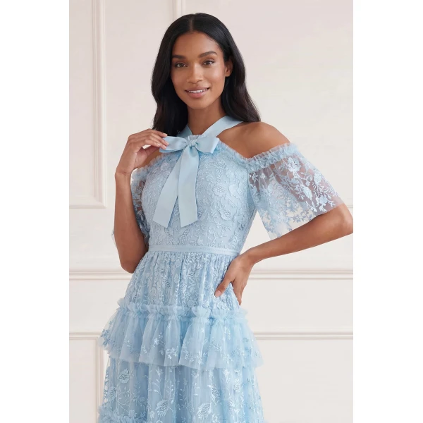 Needle & Thread Primrose Gown in Aqua - Dresses - British Luxury Evening Wear at Luxury Shoes 
