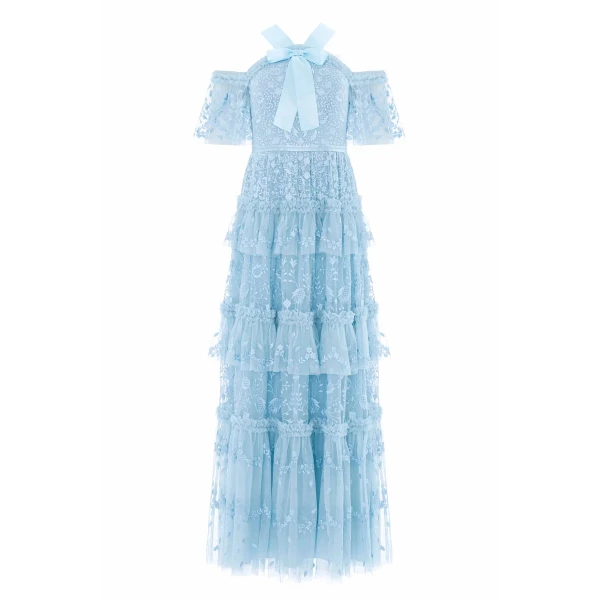 Needle & Thread Primrose Gown in Aqua - Dresses - British Luxury Evening Wear at Luxury Shoes 