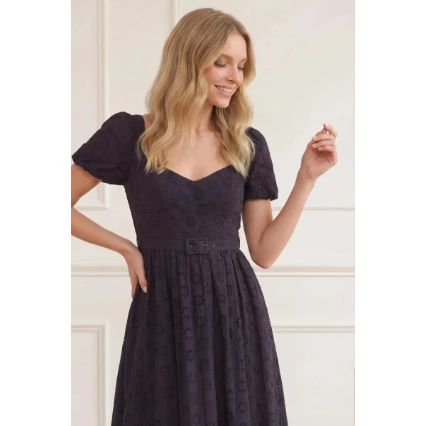 Needle & Thread Romilly Cotton Broderie Ankle Gown in Jet Black - Dresses - British Luxury Evening Wear at Luxury Shoes 