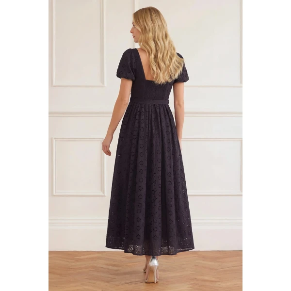 Needle & Thread Romilly Cotton Broderie Ankle Gown in Jet Black - Dresses - British Luxury Evening Wear at Luxury Shoes 
