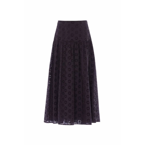 Needle & Thread Romilly Cotton Broderie Ankle Skirt in Jet Black - Skirts - British Luxury Evening Wear at Luxury Shoes 