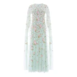 Needle & Thread Rose Bloom Cape Gown in Sea Mist - Dresses - British Luxury Evening Wear at Luxury Shoes 