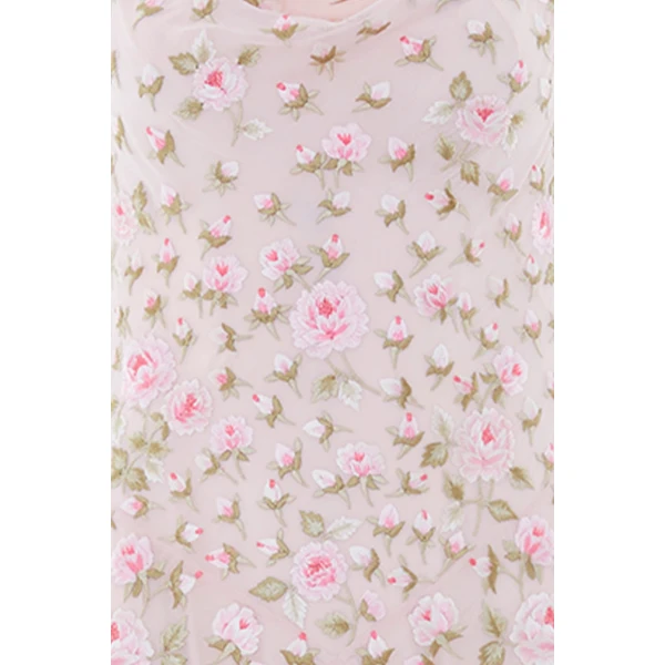 Needle & Thread Rose Bloom Georgette Gown in Shell - Dresses - British Luxury Evening Wear at Luxury Shoes 
