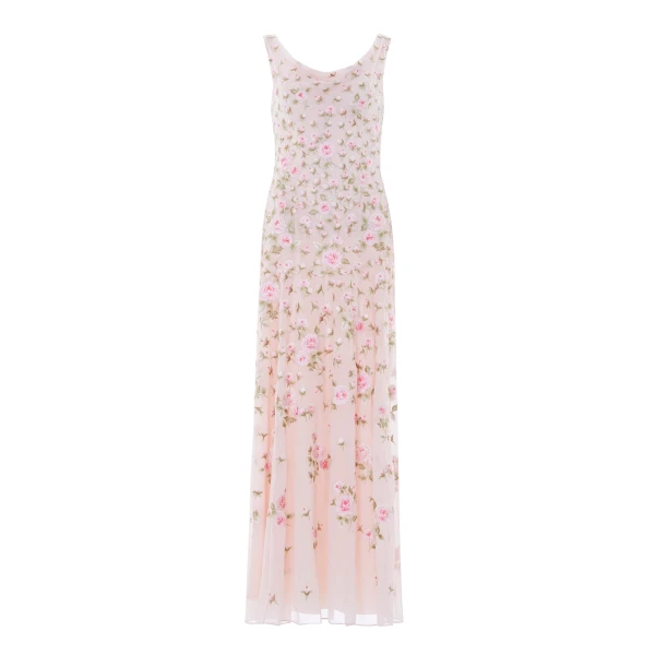 Needle & Thread Rose Bloom Georgette Gown in Shell - Dresses - British Luxury Evening Wear at Luxury Shoes 