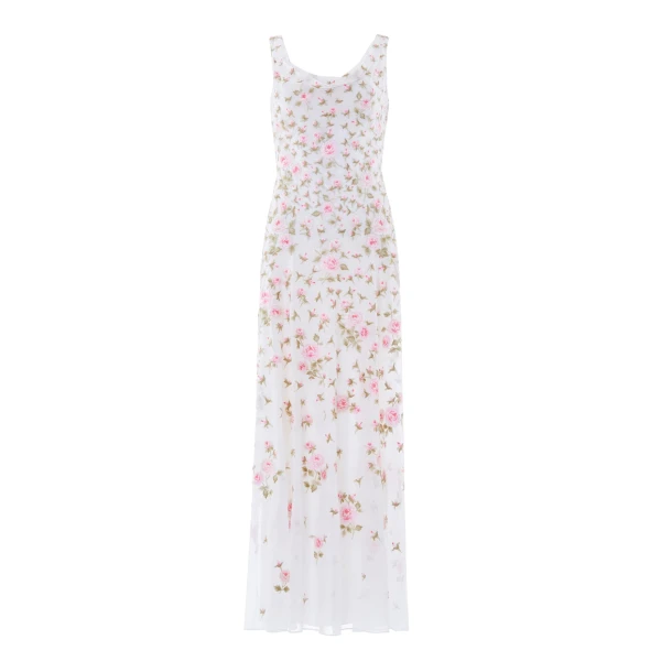 Needle & Thread Rose Bloom Georgette Gown in Swan White - Dresses - British Luxury Evening Wear at Luxury Shoes 