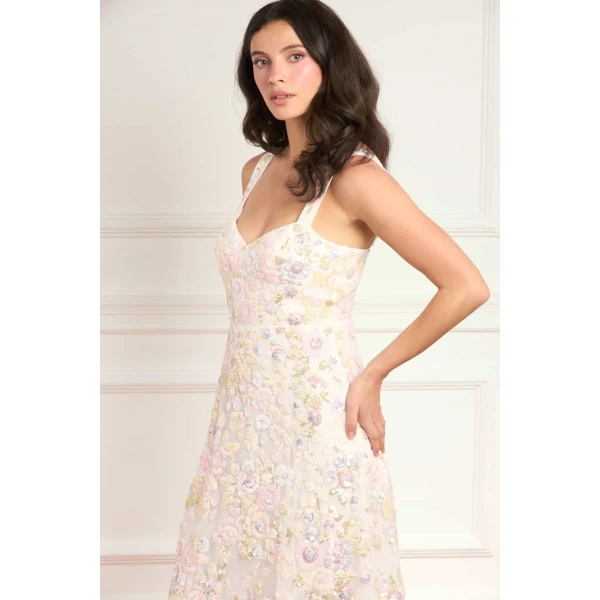 Needle & Thread Sequin Paradise Sweetheart Ankle Gown in Swan White/Multi - Dresses - British Luxury Evening Wear at Luxury Shoes 