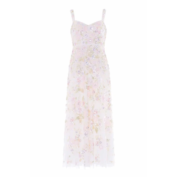 Needle & Thread Sequin Paradise Sweetheart Ankle Gown in Swan White/Multi - Dresses - British Luxury Evening Wear at Luxury Shoes 