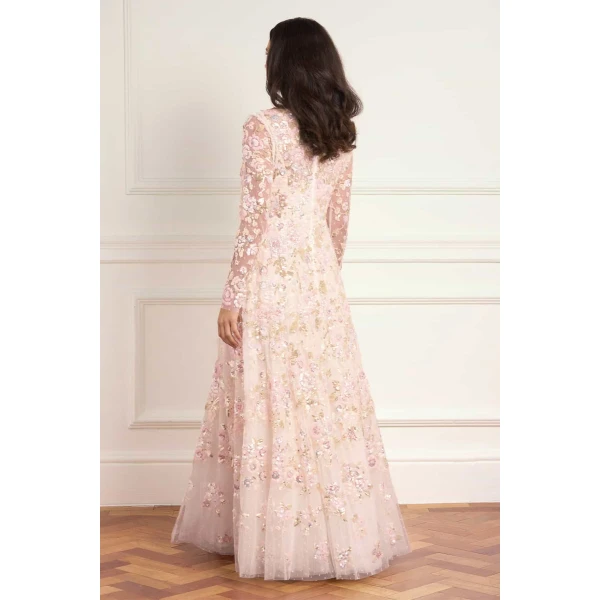 Needle & Thread Sequin Paradise V-Neck Gown in Opal/Multi - Dresses - British Luxury Evening Wear at Luxury Shoes 