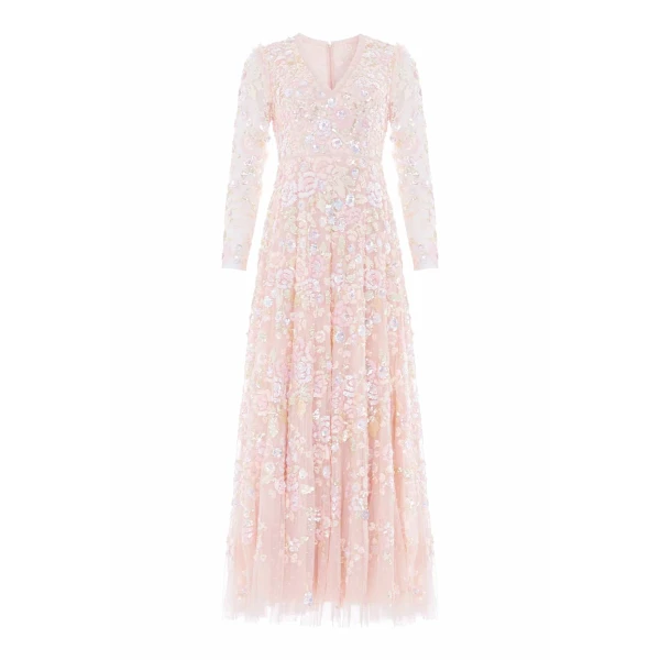 Needle & Thread Sequin Paradise V-Neck Gown in Opal/Multi - Dresses - British Luxury Evening Wear at Luxury Shoes 