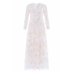 Needle & Thread Sequin Paradise V-Neck Gown in Swan White/Multi - Dresses - British Luxury Evening Wear at Luxury Shoes 