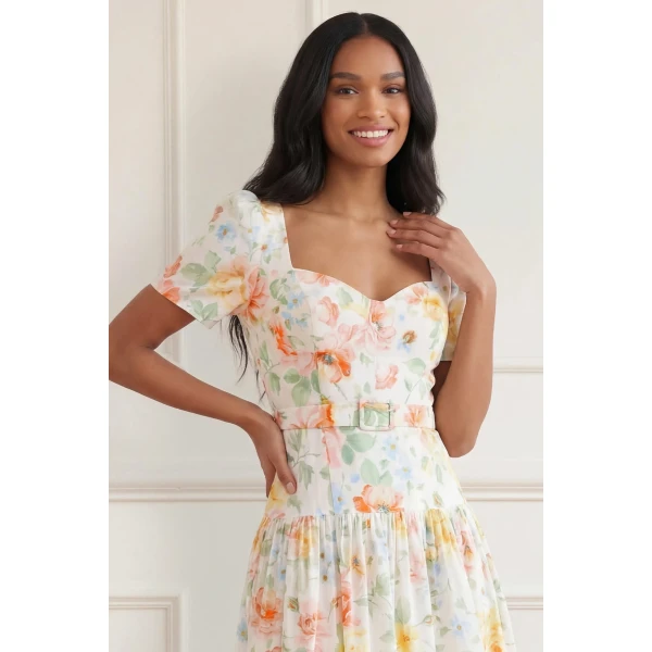 Needle & Thread Sienna Rose Cotton Ballerina Dress in Optic White - Dresses - British Luxury Evening Wear at Luxury Shoes 