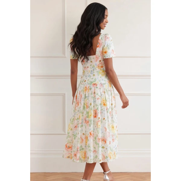 Needle & Thread Sienna Rose Cotton Ballerina Dress in Optic White - Dresses - British Luxury Evening Wear at Luxury Shoes 