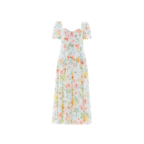 Needle & Thread Sienna Rose Cotton Ballerina Dress in Optic White - Dresses - British Luxury Evening Wear at Luxury Shoes 