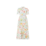 Needle & Thread Sienna Rose Cotton Short Sleeve Ballerina Dress in Optic White - Dresses - British Luxury Evening Wear at Luxury Shoes 