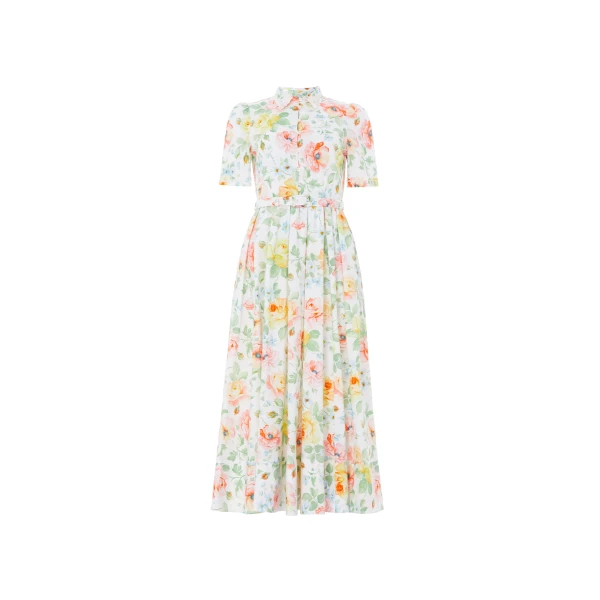 Needle & Thread Sienna Rose Cotton Short Sleeve Ballerina Dress in Optic White - Dresses - British Luxury Evening Wear at Luxury Shoes 