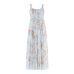 Needle & Thread Summer's Rose Chiffon Smocked Cami Ankle Gown in Aqua - Dresses - British Luxury Evening Wear at Luxury Shoes 