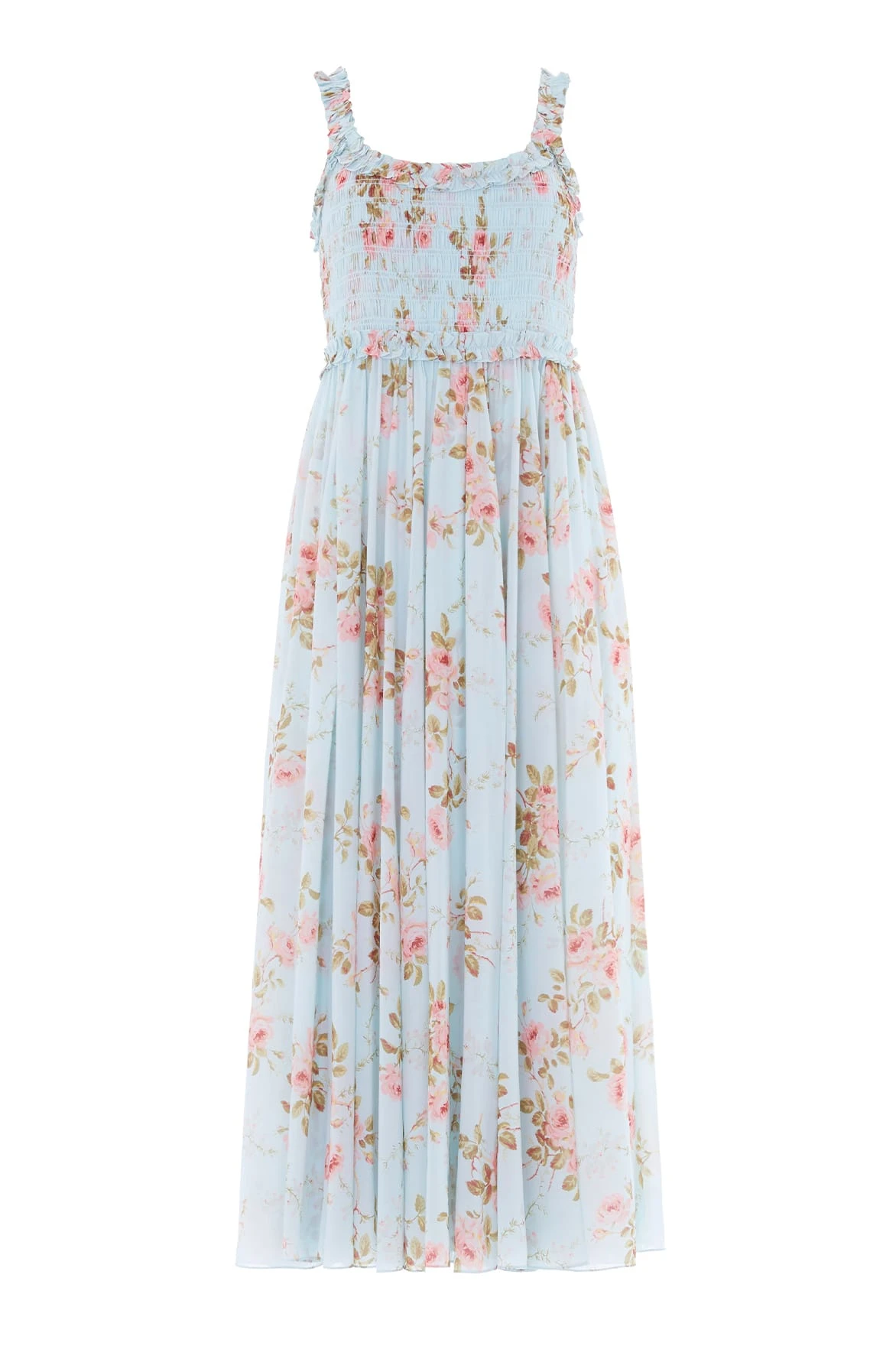 Needle & Thread Summer's Rose Chiffon Smocked Cami Ankle Gown in Aqua - Dresses - British Luxury Evening Wear at Luxury Shoes Needle & Thread Summer's Rose Chiffon Smocked Cami Ankle Gown in Aqua - Dresses - British Luxury Evening Wear at Luxury Shoes